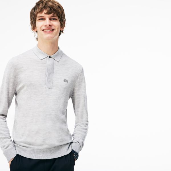 Lacoste Wool Jersey Sweater Pánské - Svetr Šedé | CZ-MBPM3D